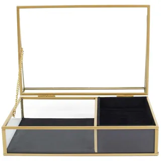 HOME DECO FACTORY Untersetzer 6er-Set Kork für Gläser und Tassen | Schmuckkästchen aus Glas und Samt, eleganter Organizer, schützt Schmuck, anspruchsvolles Design, dekorativ schwarzgold