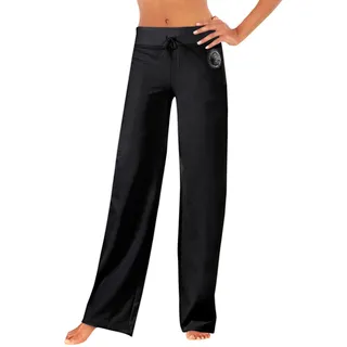 Wellnesshose H.I.S, Damen, Gr. 48/50, N-Gr, schwarz, Interlock, Obermaterial: 60% Baumwolle, 40% Polyester, unifarben, Basic, lässig geschnitten lang, Hosen Wellnesshose, mit weitem Bein, Loungewear, Topseller