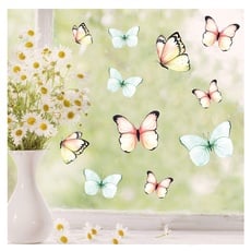 Fensterbild Frühling Ostern selbstklebend Schmetterlinge pastell Fensterdeko Dekoration Fenster