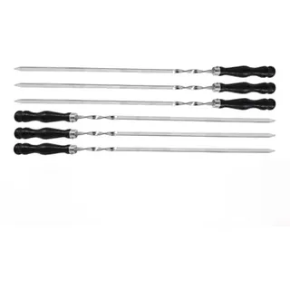 Set 6/8/10/12/14/16/18/20 St. Grillspieße aus Edelstahl 70cm x 12mm x 3mm Schaschlik Spieße für Fleisch Gemüse Hackfleisch Kebab BBQ Grillen Grillzubehör (Holzgriff Buche) Шашлык Шампур Люля (10)
