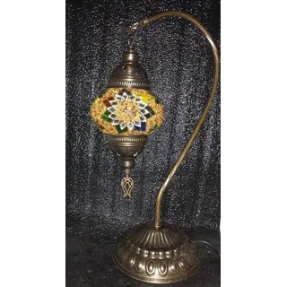 Handgefertigte türkische Tischlampe aus Glas mit Mosaiksteinen - orientalische Nachttischlampe ca. 45 cm hoch