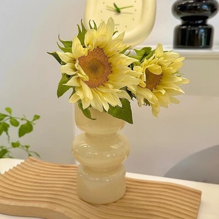 Ins Moderne Vasen, Hydroponische Glasblumenvase, Glasblasenvase für Blumen, Tulpenvase Dreischichtige Glasvase für Dekoration, Geometrische Glasvase für Haus/Büro/Hochzeit/Party(Beige)