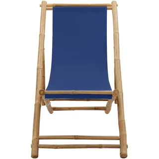 vidaXL Liegestuhl Bambus und Canvas Marineblau - Blau