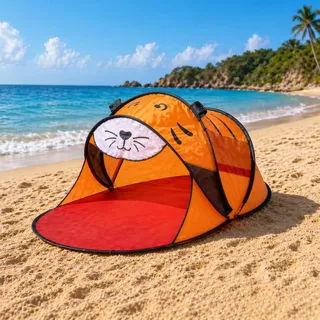 PopUP Muschel Strandmuschel Strandzelt Tiger L180xB95xH75cm UPV50+ - Orange