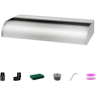 LONGRUNNEW Teich Wasserfallklingen Set, 60cm Edelstahl Poolfontäne mit Zubehör, Breite 31cm Auslauf Wasserspiel Wasserfallkaskade für Garten Patio Teichdekoration