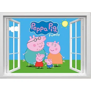 Unbrending Peppa Pig Wandsticker - Familie Wandtattoo Wandmalereien für Schlafzimmer Jungen Mädchen Wandaufkleber