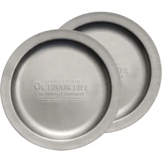 Thous Winds Edelstahl Teller Rund, 2er-Set Edelstahl Rundes Geschirr, Φ22cm Leichte Camping Geschirr Essteller Speiseteller, Robuster Edestahlteller für Outdoor, Picknick, Küche - Retro Silber