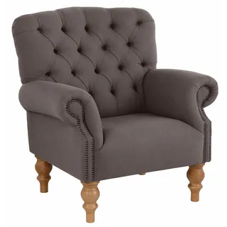 Home Affaire Sessel Lord Mikrofaser 86 x 93 x 84 cm Braun mit echter Chesterfield-Knopfheftung und Ziernägeln