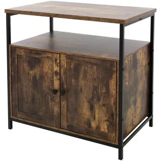 ML-Design Sideboard 80x80,5x50,5 cm, Holz Vintagebraun, Metallgestell Schwarz-matt, Kommode mit 2 Türen & offenes Fach, Industrie-Design, Küchenschrank, Highboard Aufbewahrungsschrank für Wohnzimmer, Kommoden, Kommoden
