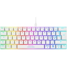 DELTACO Gaming White Line WK85R - Mechanische Mini Gaming Tastatur - 60% Layout - RGB - Content Red Switches - US Layout