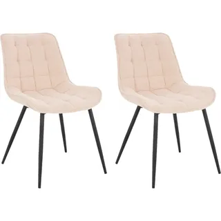 HOME DELUXE - Polsterstuhl IKALO 2er Set - Farbe: Cord Creme - weiche Polsterung, bis 120 kg belastbar I Küchenstuhl Speisestühle Esszimmerstühle - Beige