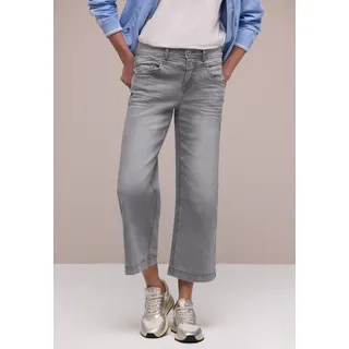 High-waist-Jeans STREET ONE "Style Emee", Damen, Gr. 32, Länge 26, light grau wash, Denim/Jeans, Obermaterial: 63% Baumwolle, 25% Polyester, 10% Viskose, 2% Elasthan, unifarben, loose fit lang, Jeans High-waist-Jeans, im Five-Pocket Style