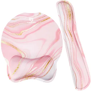 Gimars Ergonomisches Mauspad mit Gelkissen, XL Handballenauflage Tastatur mit Untersetzer, Mousepad mit Handauflage, Wasserdicht Mouse pad für Computer und Laptop, Pink Golden