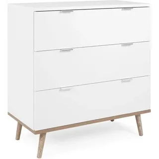 Kommode Göteborg, 3 Schubladen, Sonoma Eiche Nachbildung Weiß, Skandinavisch, 79,8 x 40 x 86,5 cm - Bunt