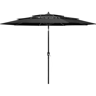 The Living Store Sonnenschirm mit Aluminium-Mast 3-lagig Anthrazit 3 m - Grau