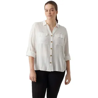 VERO MODA CURVE Damen Vmbumpy L/S Shirt New Curve Noos Bluse, Snow White, 52 Große Größen EU