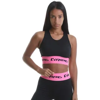 RIPT Performance Damen Kontrast Sport Yoga Gym Training Laufen Racerback Crop Top Schwarz Pink Groß Sport BH Weste