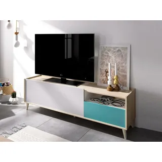 Dmora Tamaro TV-Lowboard 155 x 43 x 47 cm Braun/Weiß Holz