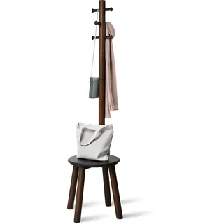 Umbra Pillar Garderobenständer Holz, Schwarz/Walnuss, 165 x 50 x 50 cm