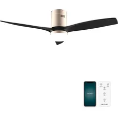 Cecotec - Deckenventilatoren mit Licht EnergySilence Aero 5600 Aqua GoldBlack Connected, 132 cm, 40 W, LED 20W Litch, 3 Flügel, 6 Geschwindigkeiten, Timer, Winter/Sommermodus, Wi-Fi, Goldschwarz