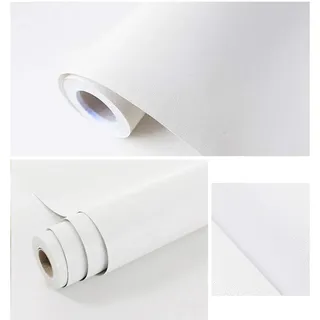Bai You Mei PVC wasserdichte Selbstklebende Tapete 10m*60cm Retro stil Vintage Tapete Dekorativ Wallpaper Wandbelag Wandaufkleber Rolle für Schlafzimmer Wohnzimmer Küchen Badezimmer Cafe (Uni Weiß)
