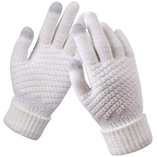 BSLVWG Frauen Winter Touchscreen Handschuhe Warme Strickhandschuhe Thermische Handschuhe Anzug für Laufen Fahren Radfahren Arbeiten Wandern Skifahren (weiß)