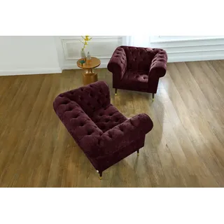 Home Affaire Loveseat Tinnum Chesterfield Baumwolle/Mikrofaser 121 x 77 x 87 cm rot