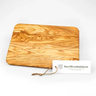 DAS OLIVENHOLZBRETT® Schneidebrett aus Olivenholz längs verleimt/Allzweck Schneidebrett aus Olivenholz / 35cm x 25cm x 1.4cm