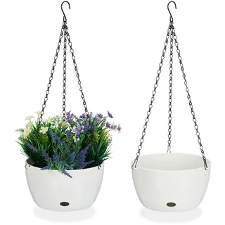 Relaxdays Blumenampel 24 x 60 cm Weiß