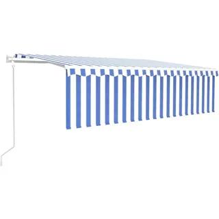vidaXL Markise Automatisch Einziehbar mit Volant 5x3 m Blau und Weiß - Blau