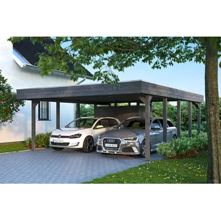 SKANHOLZ Carport Friesland Set 4 5,37 x 7,08 m grau inkl. Abstellraum