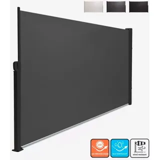 Seitenmarkise 160x300 ausziehbar Windschutz Sichtschutz Trennwand Hyde L - Dunkel Grau - Grau