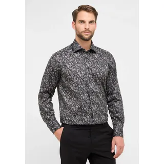 Langarmhemd ETERNA "COMFORT FIT", Herren, Gr. 43, Normalgrößen, grau (anthrazit), Satin, 100% Baumwolle, normal, Manschette, Hemden Langarmhemd, NON IRON (bügelfrei)