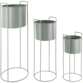 Present Time Übertopf-Set , Grün , Metall , 3-teilig , Dekoration, Blumen & Blumentöpfe, Übertöpfe