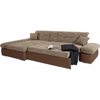DOMO collection »Moric, L-Form, XXL-Sofa - Breite 300cm, viel Platz, auch in Cord« wahlweise mit Bettfunktion und Armteilverstellung, beige-braun, bunt