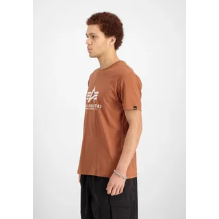 T-Shirt ALPHA INDUSTRIES "Basic T-Shirt BL", Herren, Gr. S, braun (hazel braun), Obermaterial: 100% Baumwolle, Shirts T-Shirt