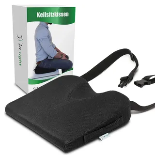 sit right Keilkissen für Auto & Büro - Ergonomisches Sitzkissen Bürostuhl - Hart - Moderner Sitzkeil, Sitzkeilkissen, Sitzerhöhung, Sitzpolster - Extra groß - schwarz - bis 90kg