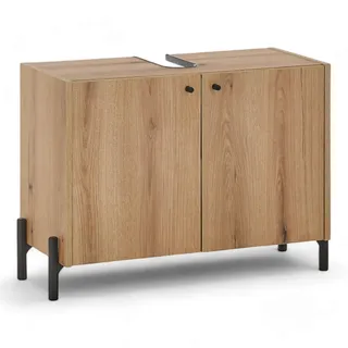 OAKLAND Badezimmer Waschbeckenunterschrank in Eiche Evoke Coast Optik FSC-zertifiziert - Bad Unterschrank Badezimmerschrank mit viel Stauraum - 80 x 60 x 36 cm (B/H/T)