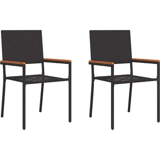 vidaXL Garten Stapelstühle 2 pcs Schwarz und Braun - Schwarz