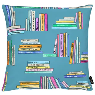 Dekokissen APELT "Carta - Digitaldruck auf Samt", turkis, rose, bedruckt, B:45cm H:10cm L:45cm, Polyester, Dekokissen_Sitzkissen_Kissenhüllen, Dekokissen, inclusive Soft-Kissenfüllung 100% PES