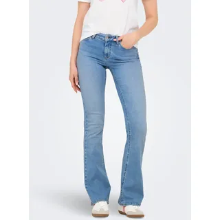 Bootcut-Jeans ONLY "ONLBLUSH MID FLARED DNM TAI198 NOOS", Damen, Gr. XS (34), Länge 32, blau (special bright blau denim), Denim/Jeans, Obermaterial: 92% Baumwolle, 6% Elastomultiester, 2% Elasthan, unifarben, Jeans Bootcut-Jeans