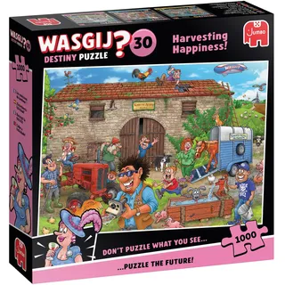 JUMBO Spiele Jumbo 1110100514 - Wasgij Destiny 30, Harvesting Happiness, Glück ernten!, Comic-Puzzle, 1000 Teile