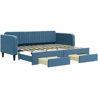vidaXL Tagesbett Ausziehbar mit Schubladen Blau 90x200 cm Samt - Blau