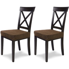 SCHEFFLER-Home Stretch Stuhlbezug Anna | 2er Set elastische Stuhlauflagen in feinem Raff-Look | Sitzbezug Esszimmerstuhl | Elegante Auflage für Stühle | Stuhlhussen Stretch mit Gummiband