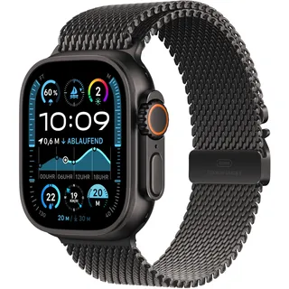 Watch Ultra 2 GPS + Cellular 49 mm Titangehäuse schwarz, Milanaise Armband schwarz L