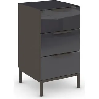 rauch Nachtkommode »Nachttisch Nachtschrank Nachtkonsole FLIPP mit Glasfront« Breite 40 cm, mit 3 Schubladen und Soft-Close-Funktion, Oberboden und Front Glas, grau