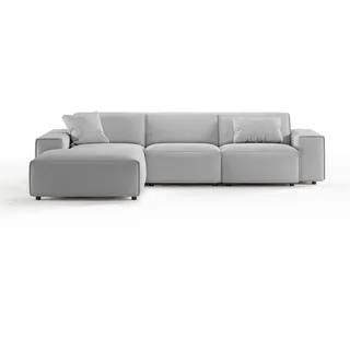 KAWOLA Ecksofa Cord 3-Sitzer Hellgrau