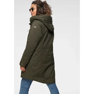 Funktionsparka "MANOLARA", Damen, Gr. 58, grün (olivgrün), Obermaterial: 87% Polyester, 13% Polyamid. Futter: 80% Polyester, 20% Baumwolle. Unteres Futter: 100% Polyester. Wattierung: 100% Polyester. Ärmelfutter: 100% Polyester, G.I.G.A. DX BY KILLTEC, mit Knöpfen,verstellbar, Jacken Funktionsparka, Wärmend & winddicht & wasserabweisend