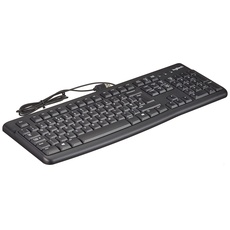 Logitech K120 Kabelgebundene Business Tastatur für Windows und Linux, USB-Anschluss, Leises Tippen, Robust, Spritzwassergeschützt, Tastaturaufsteller, UK QWERTY-Layout - Schwarz