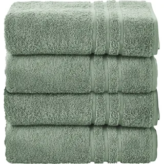 Handtuch Set DONE. "Daily Uni", grün (agave grün), 4 Stk., 4 Handtücher (50x100cm), Walkfrottier, Walkfrottier, Obermaterial: 100% Baumwolle, Handtücher, Handtuch Set, Uni Farben, saugfähiges Walkfrottier